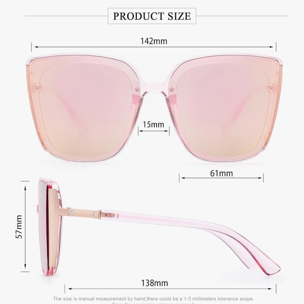 🆕 Pink Gradient Square Sunglasses - Women's Fashion.. Oversized Classic.. - Picture 2 of 5